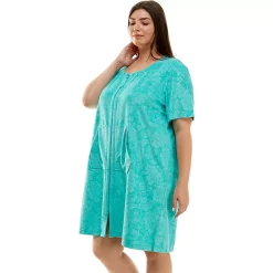 Plus Size Croft & Barrow® Short Sleeve French Terry Zip Robe -Croft And Barrow Sales Store 5972233 ALT2