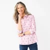 Petite Croft & Barrow® Essential Comfort Stretch Shirt -Croft And Barrow Sales Store 6224724 Lilac Floral