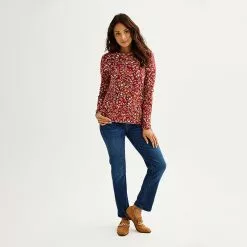 Women's Croft & Barrow® Essential Long-Sleeve Crewneck Tee -Croft And Barrow Sales Store 6264671 ALT2