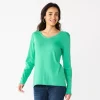 Women's Croft & Barrow® Essential Long Sleeve V-Neck Tee -Croft And Barrow Sales Store 6264678 Maize Green