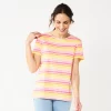 Women's Croft & Barrow® Essential Crewneck Tee -Croft And Barrow Sales Store 6265070 Warm Multi Stripe